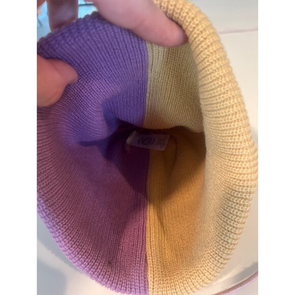 Colorblock Knit Beanie With Embroidered Paws Of Pride & Cute Ice Cream Design In - Picture 3 of 4